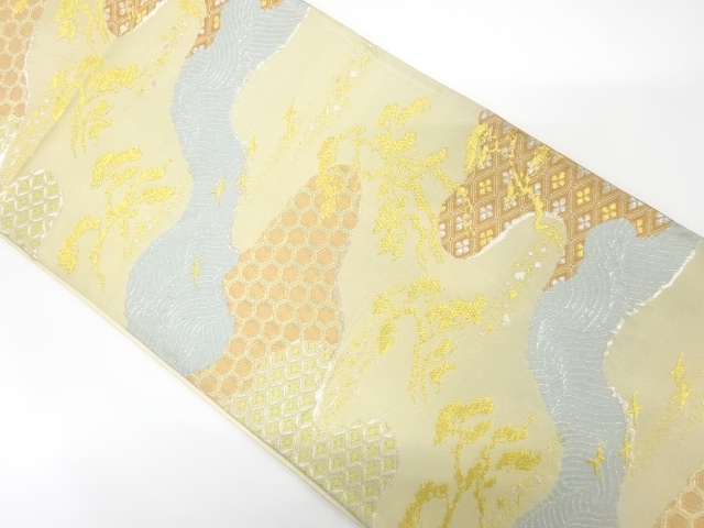 JAPANESE KIMONO / ANTIQUE FUKURO OBI / SILK / WOVEN MIST